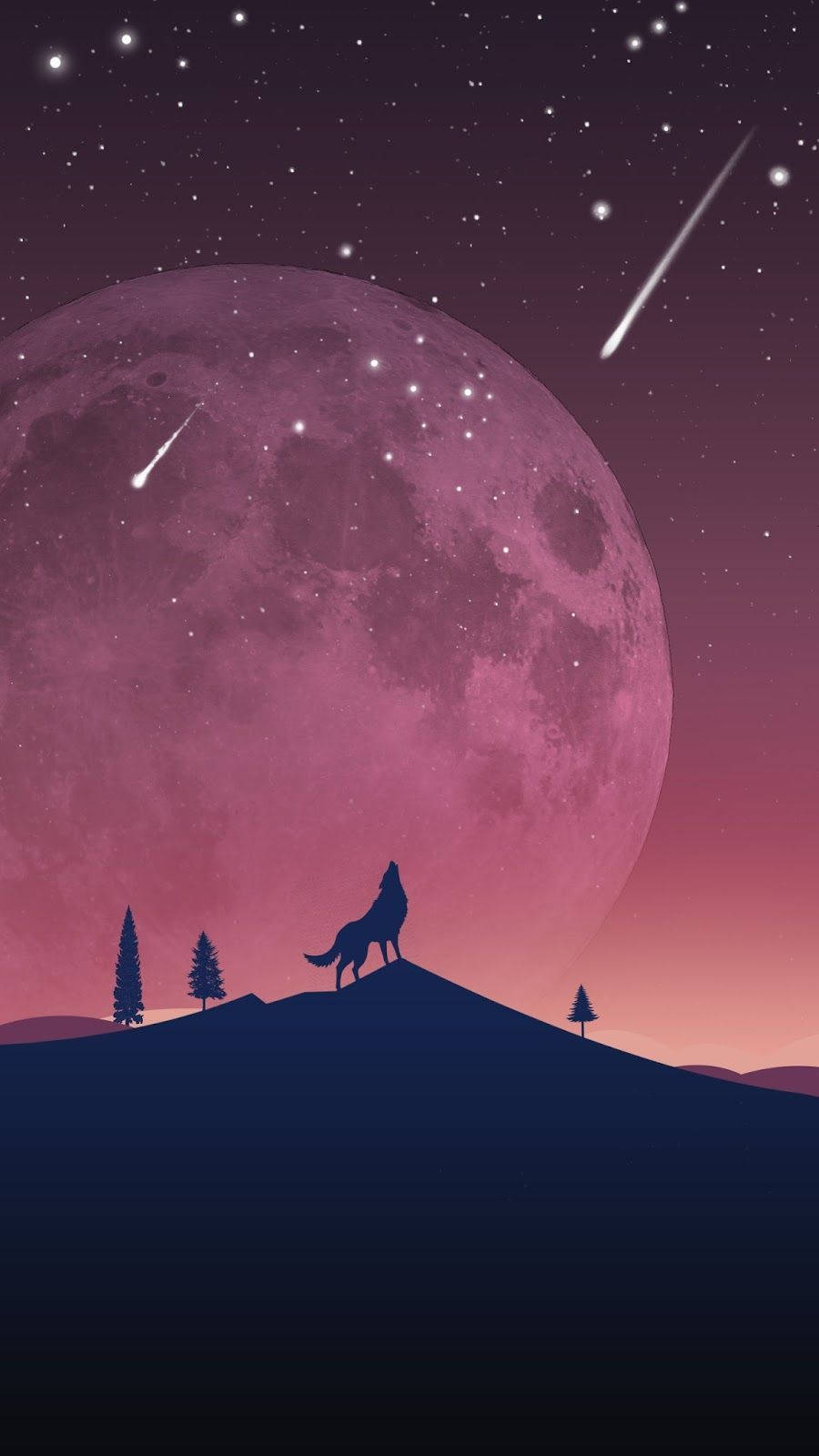 Wolf Howling At Moon Phone Wallpaper