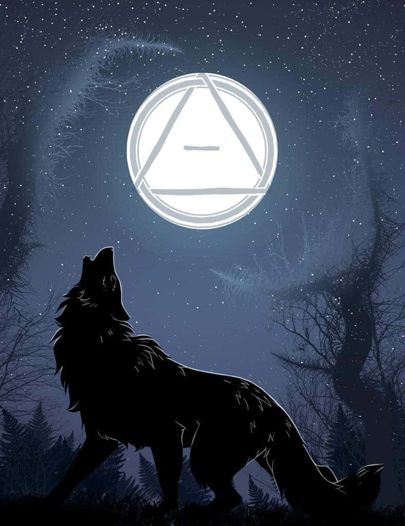 Wolf Howlingat Moon Silhouette Wallpaper