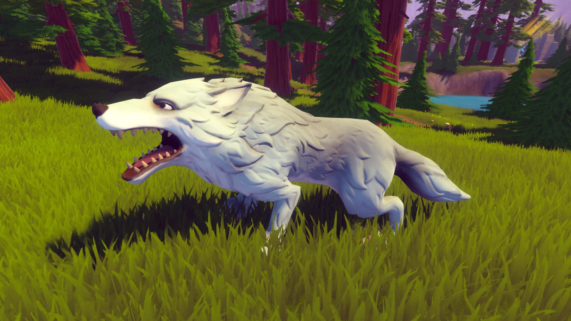 A Majestic Wolf in a Lush Green Forest Wallpaper