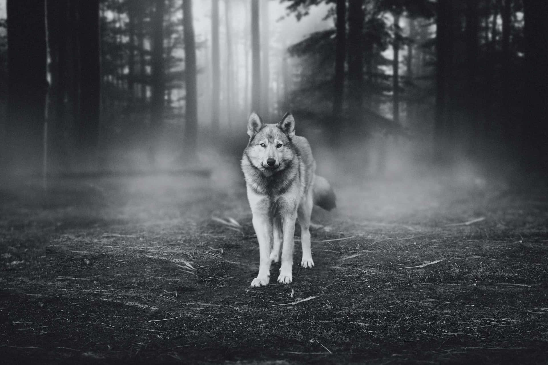 Majestic Wolf Roaming the Enchanting Forest Wallpaper