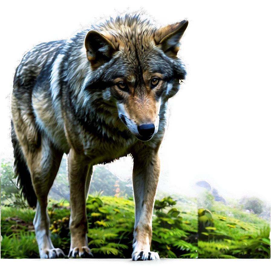 Wolf In Forest Landscape Png 05032024 PNG