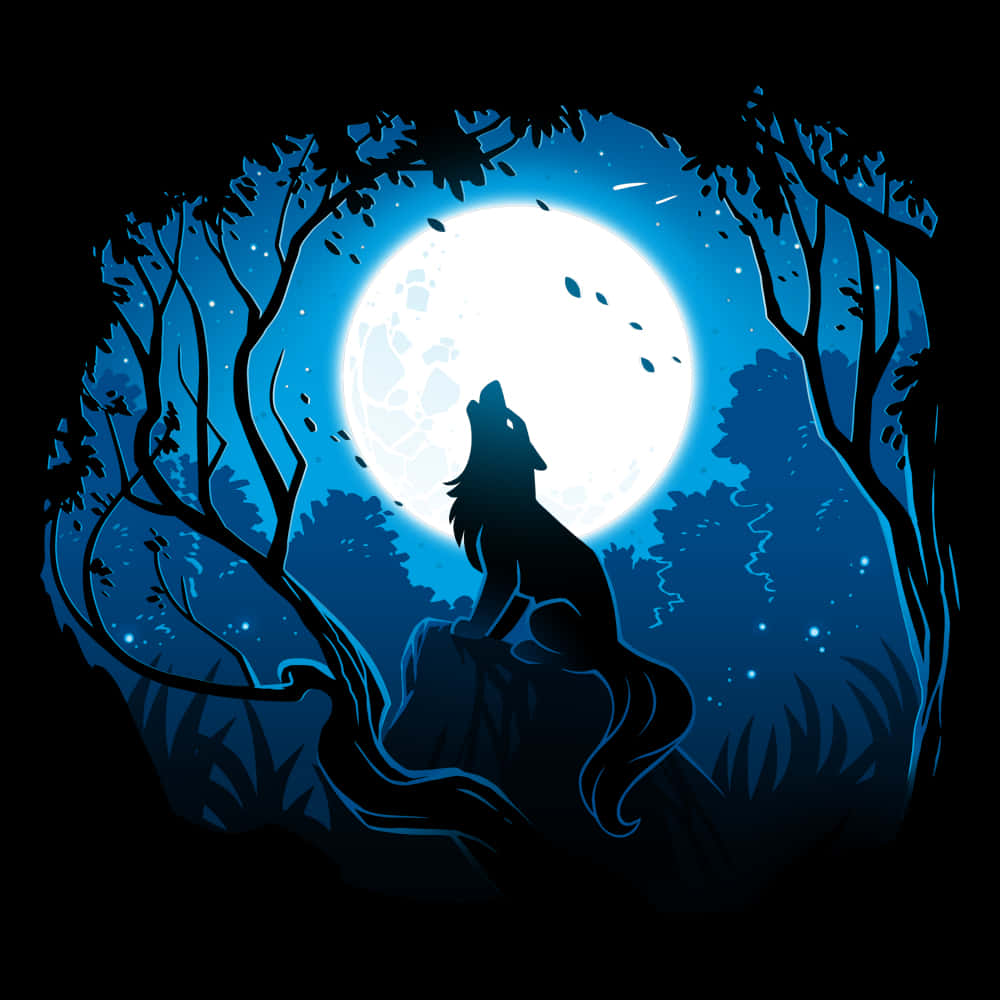 Majestic wolf basking in the silvery moonlight Wallpaper
