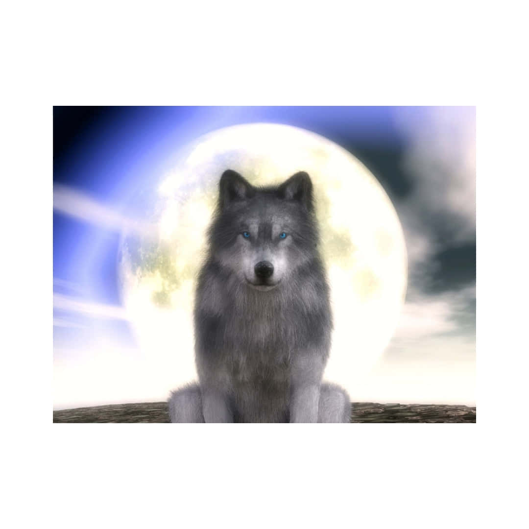 Majestic Wolf Basking in Moonlight Wallpaper