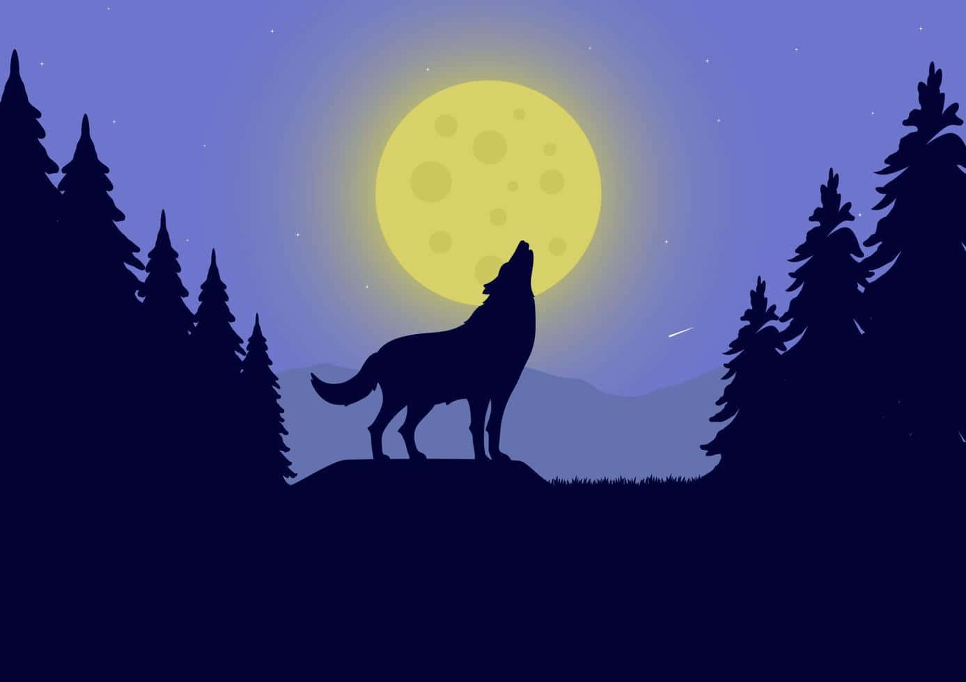Majestic Wolf Bathed in Moonlight Wallpaper