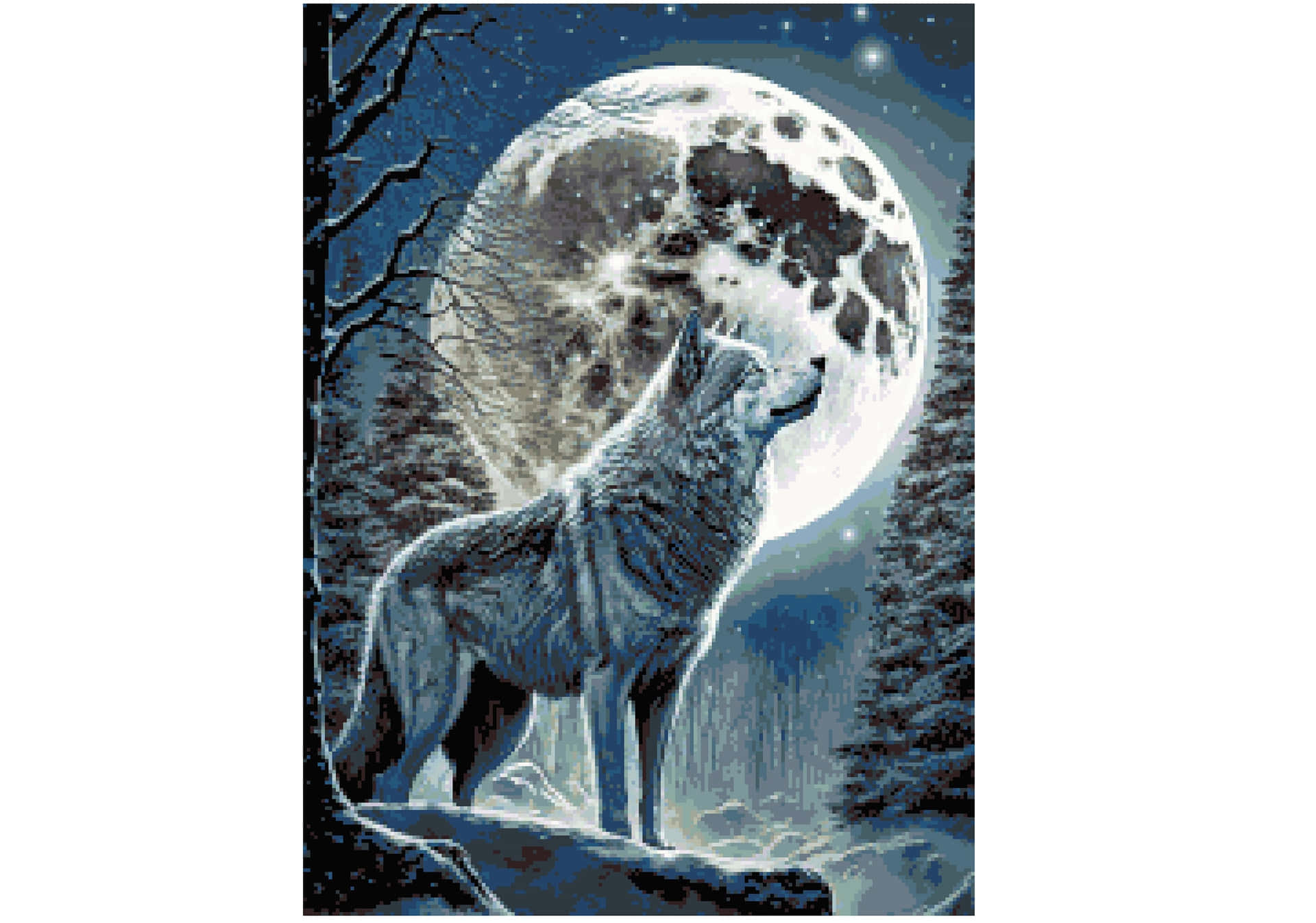 Majestic Wolf Basking in the Moonlight Wallpaper