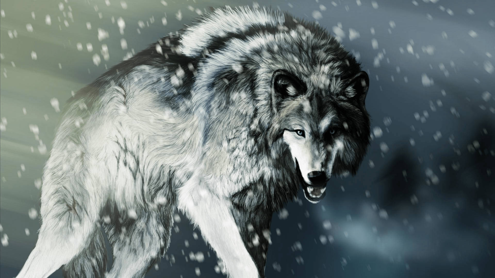 Wolf In Snow Wallpaper