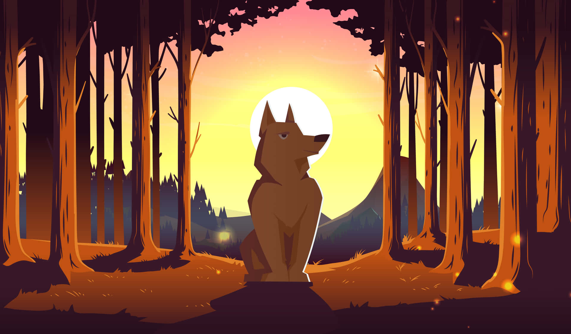 Majestic Wolf in Lush Summer Landscape Wallpaper