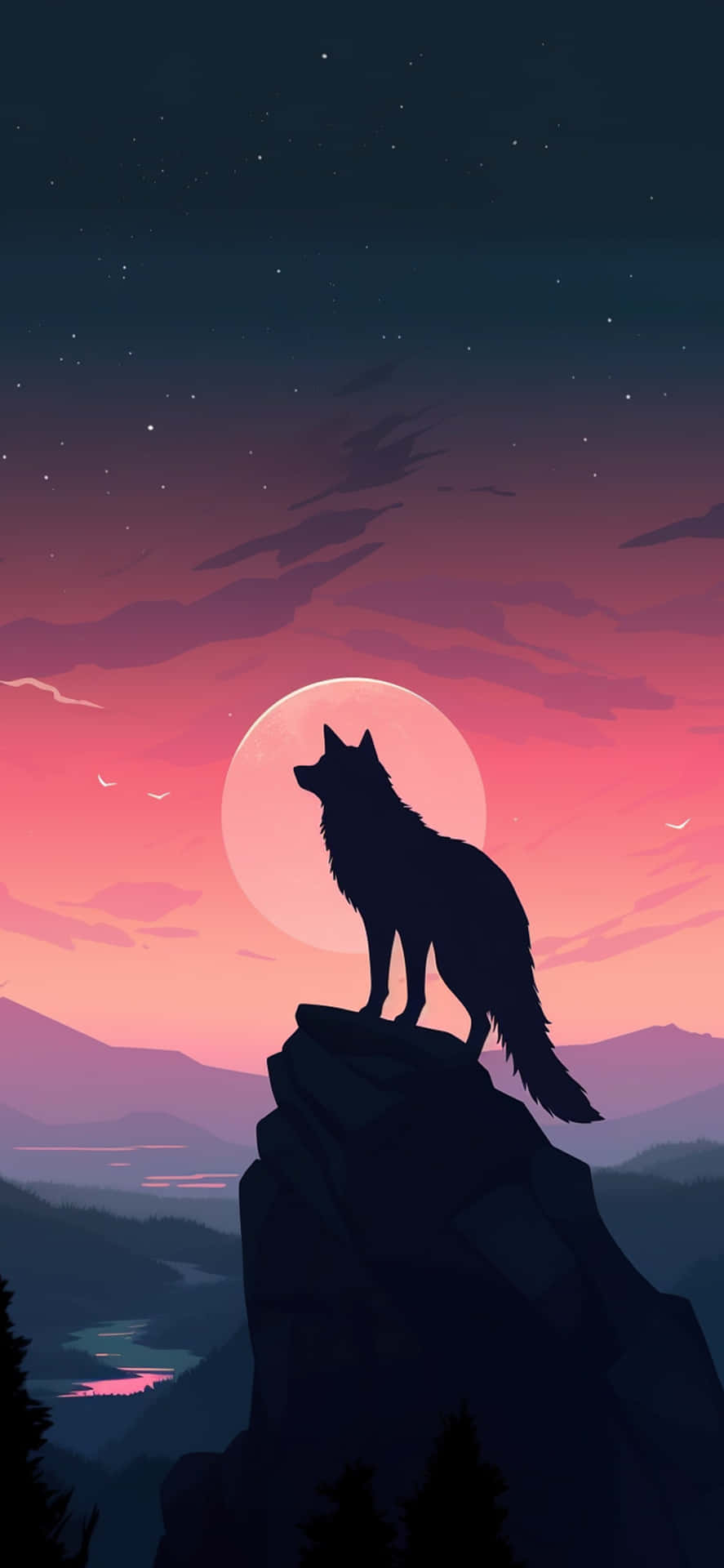 Majestic Wolf In Glorious Sunset Wallpaper