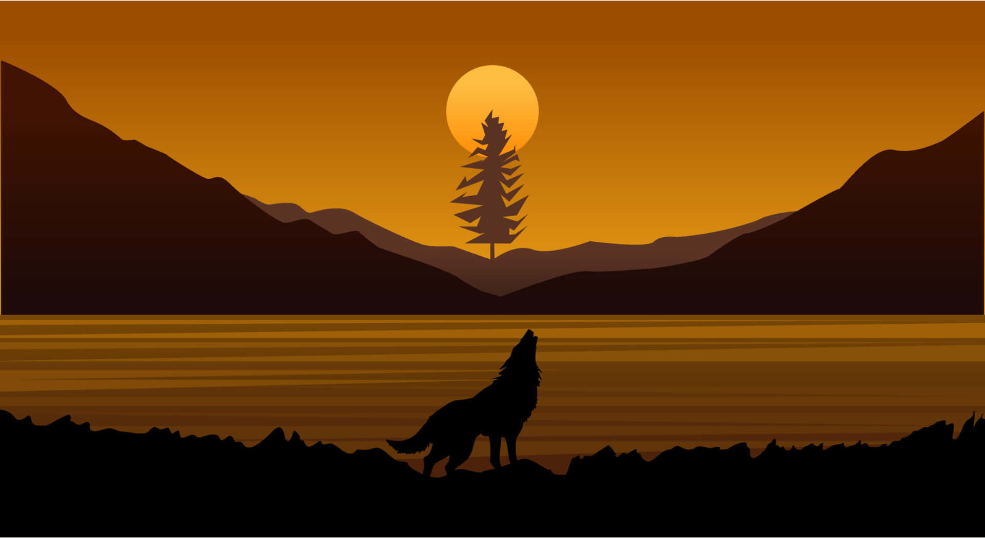 Majestic Wolf Basking in the Golden Sunset Wallpaper