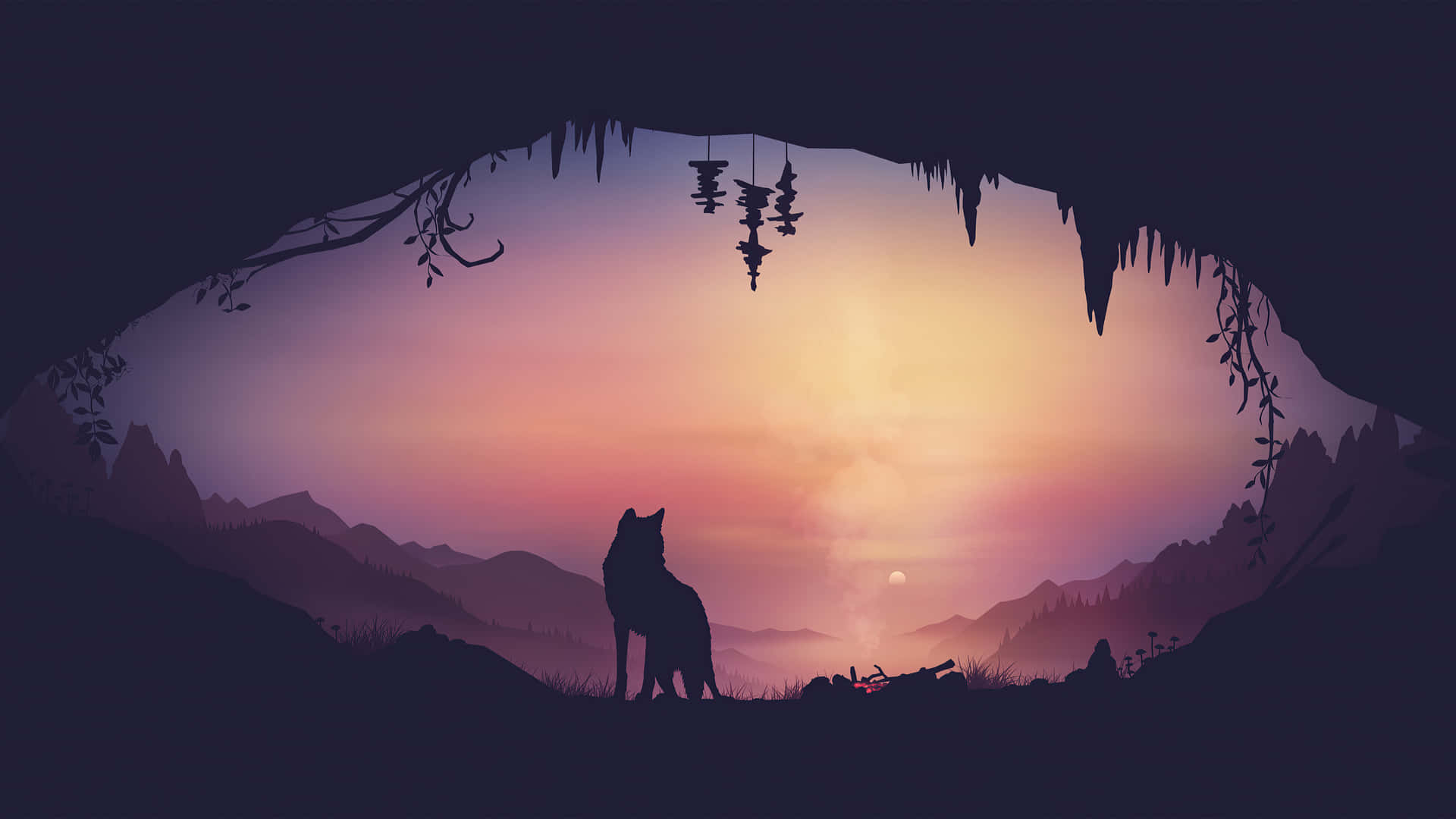 Majestic Wolf Bathed in Sunset Glow Wallpaper