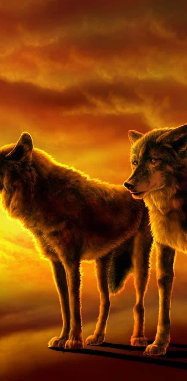 Majestic wolf in a breathtaking sunset Wallpaper