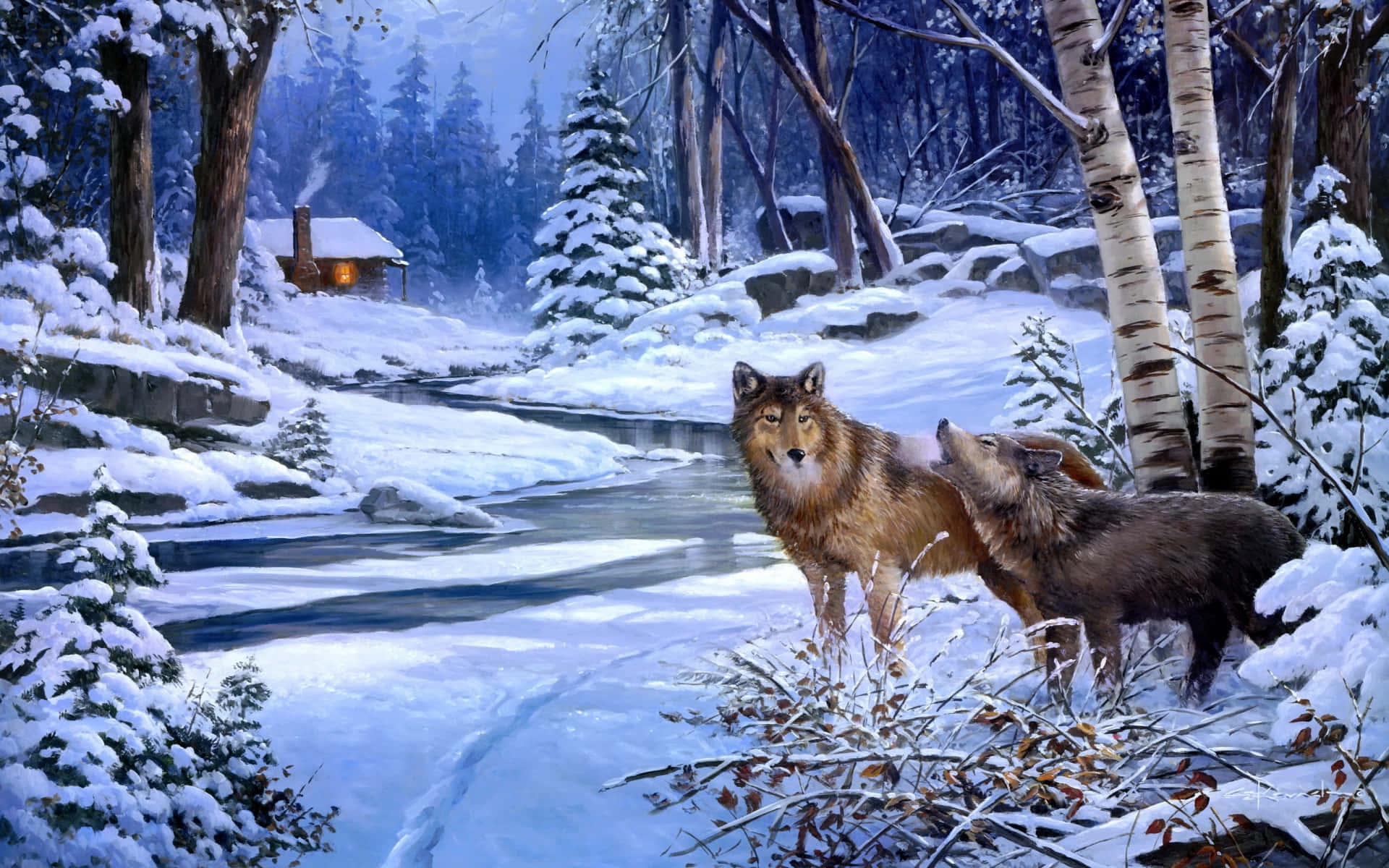 Majestic Winter Wolf Wallpaper