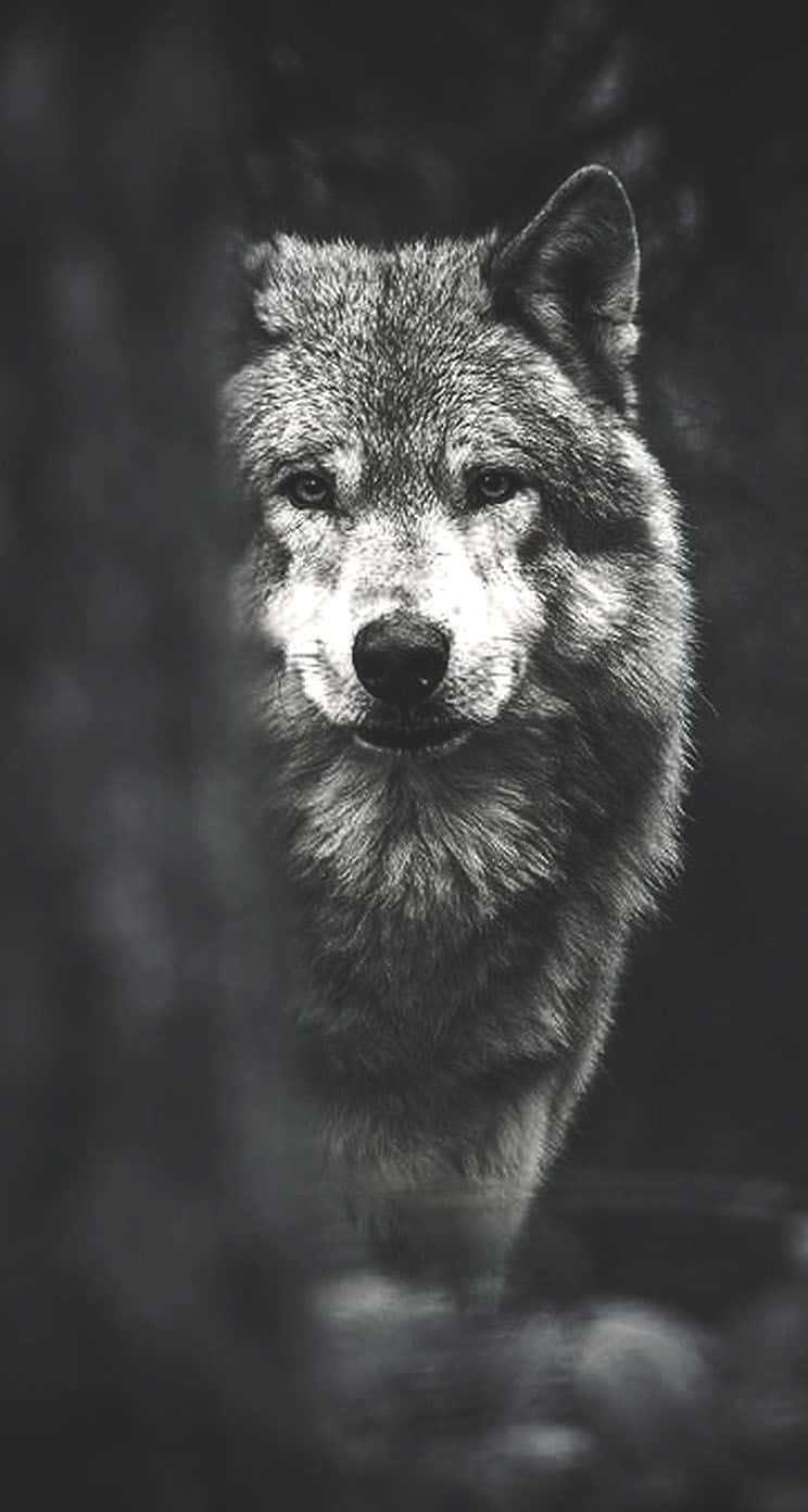 Wolf Iphone Black White Calm Wallpaper