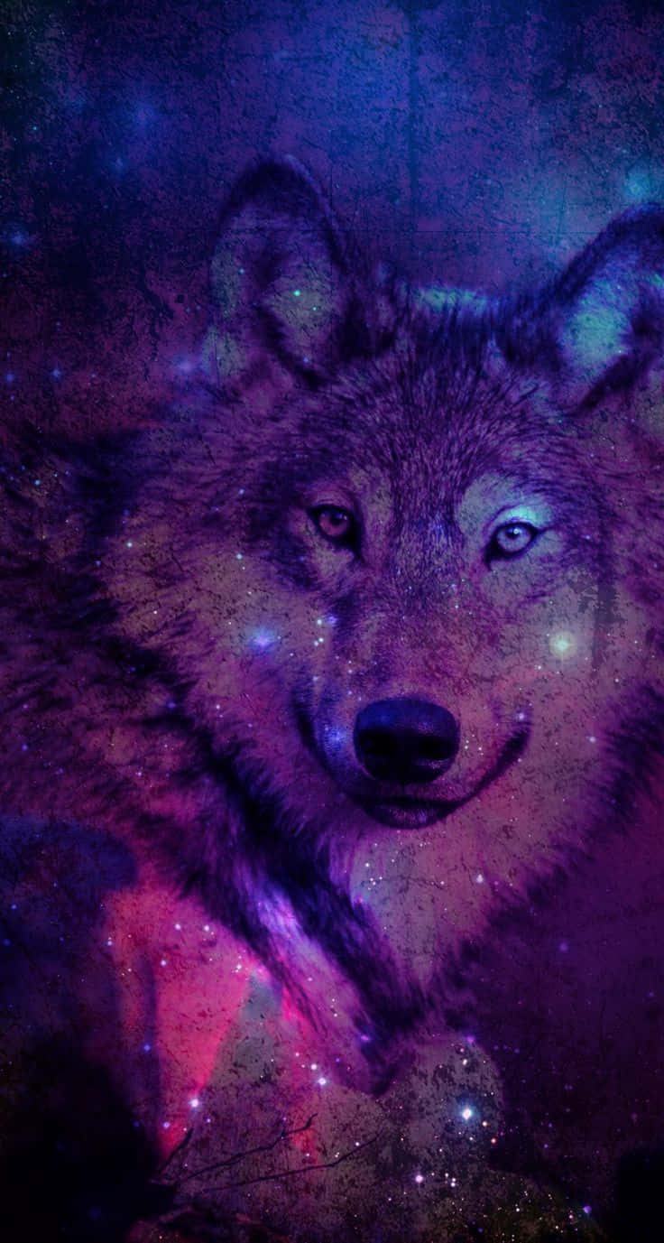Wolf Iphone Universe Vanishing Purple Wallpaper