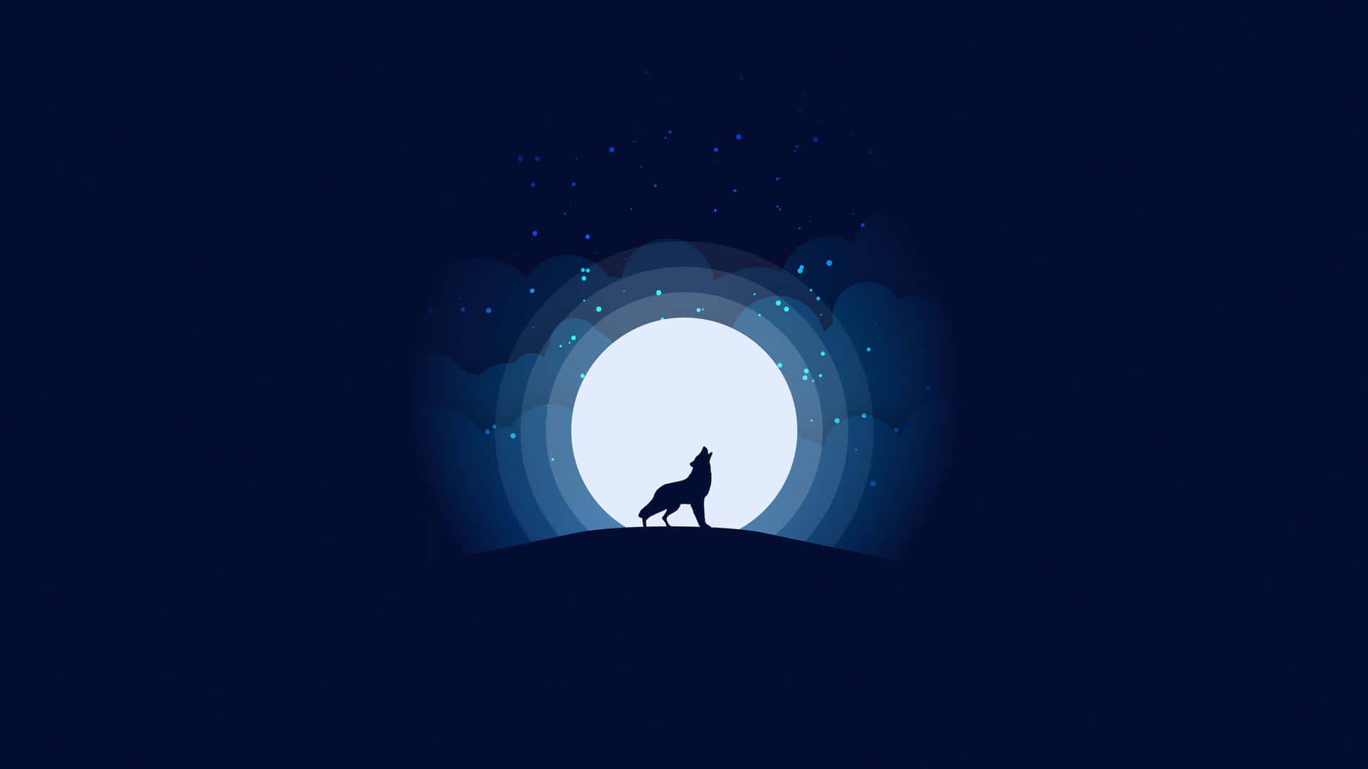 A beautiful night sky featuring a full Wolf Moon Wallpaper
