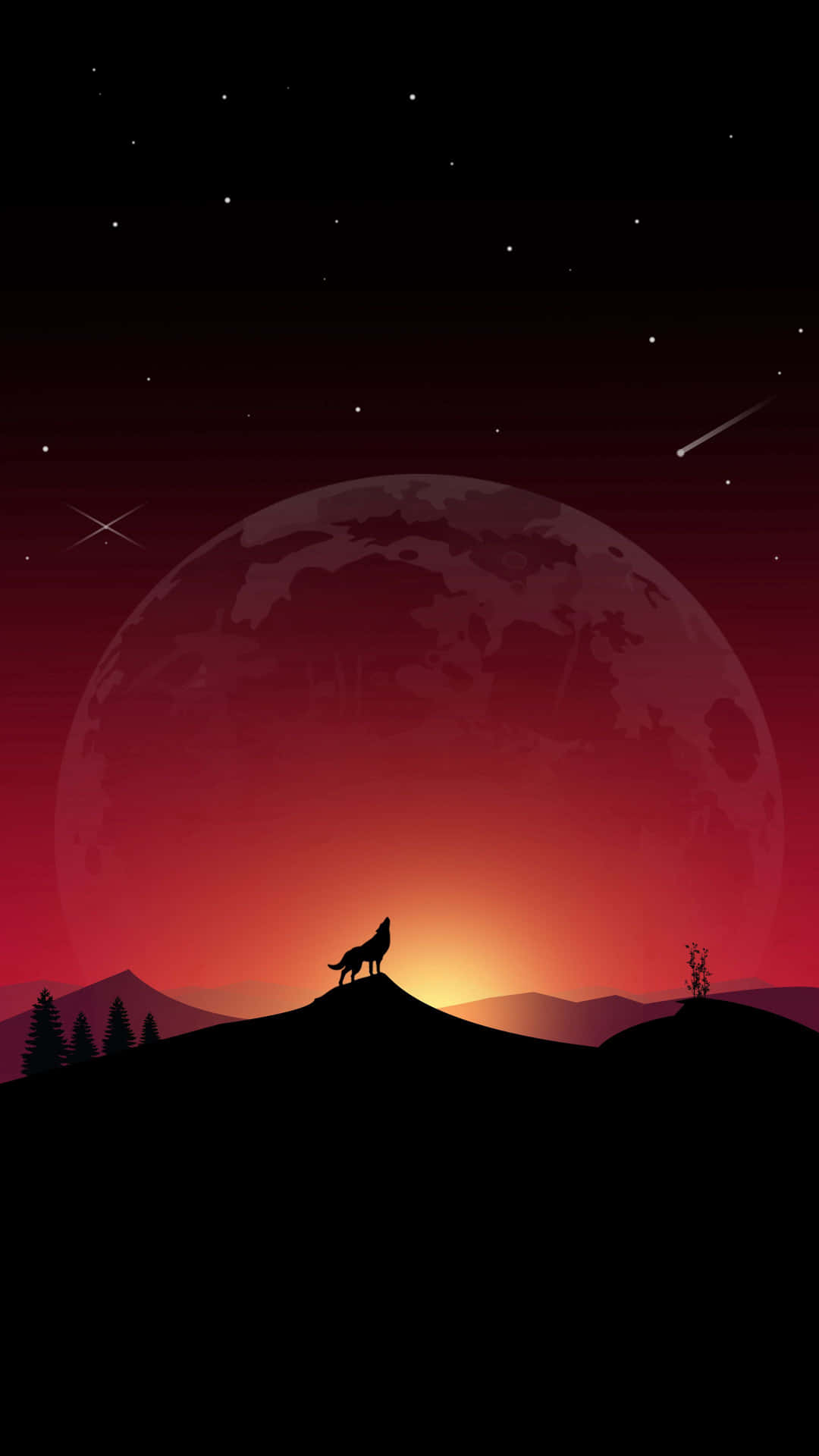 “Majestic Wolf Howling at the Moon” Wallpaper