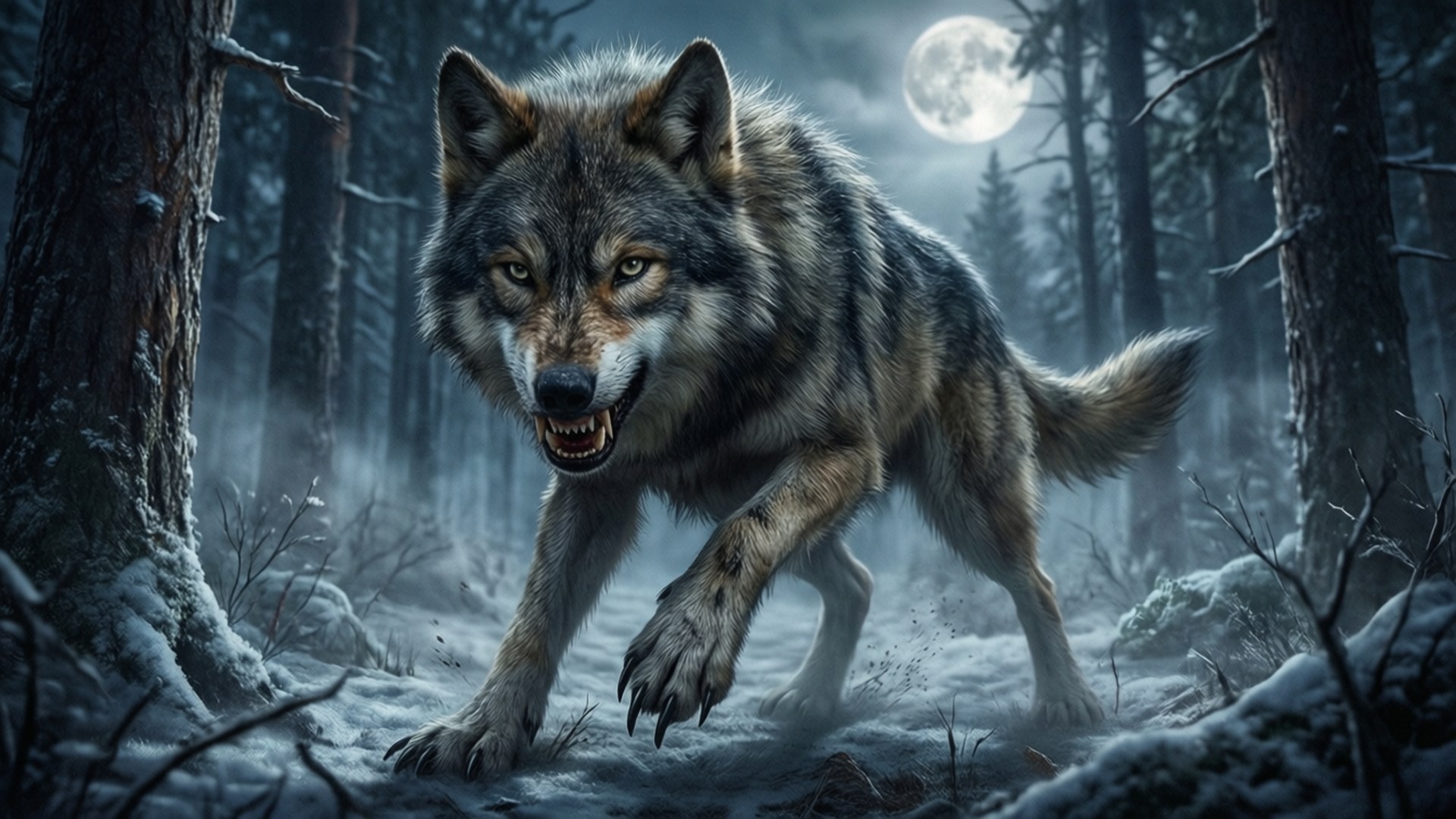 Wolf Moon Hunt Fonds d'écran
