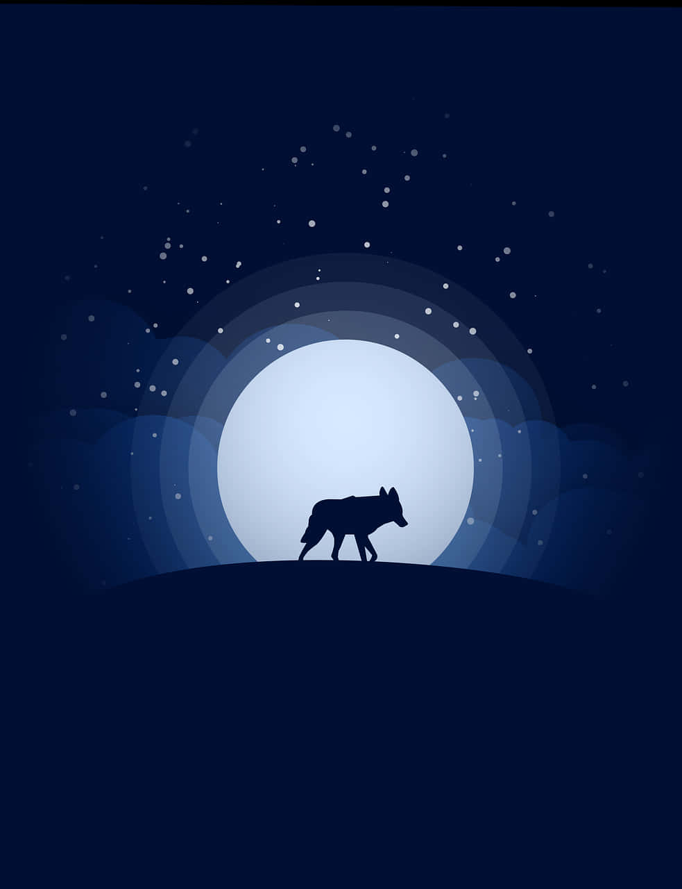 An eerie Wolf Moon in the night sky Wallpaper
