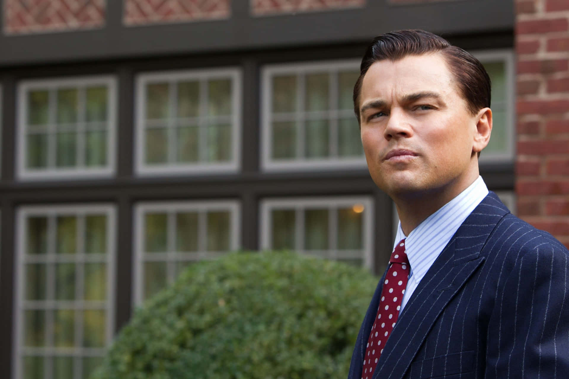 Leonardo DiCaprio as Jordan Belfort in The Wolf of Wall Street