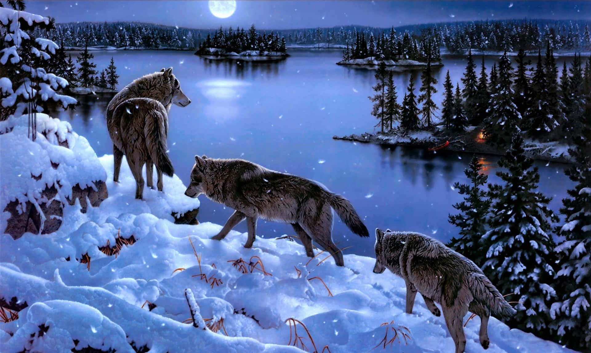"A Wolf Pack Crosses The Moors" Wallpaper