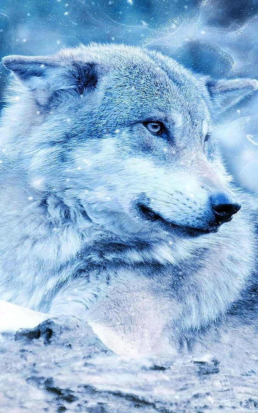 A Wolf Is Sitting In The Snow Wallpaper