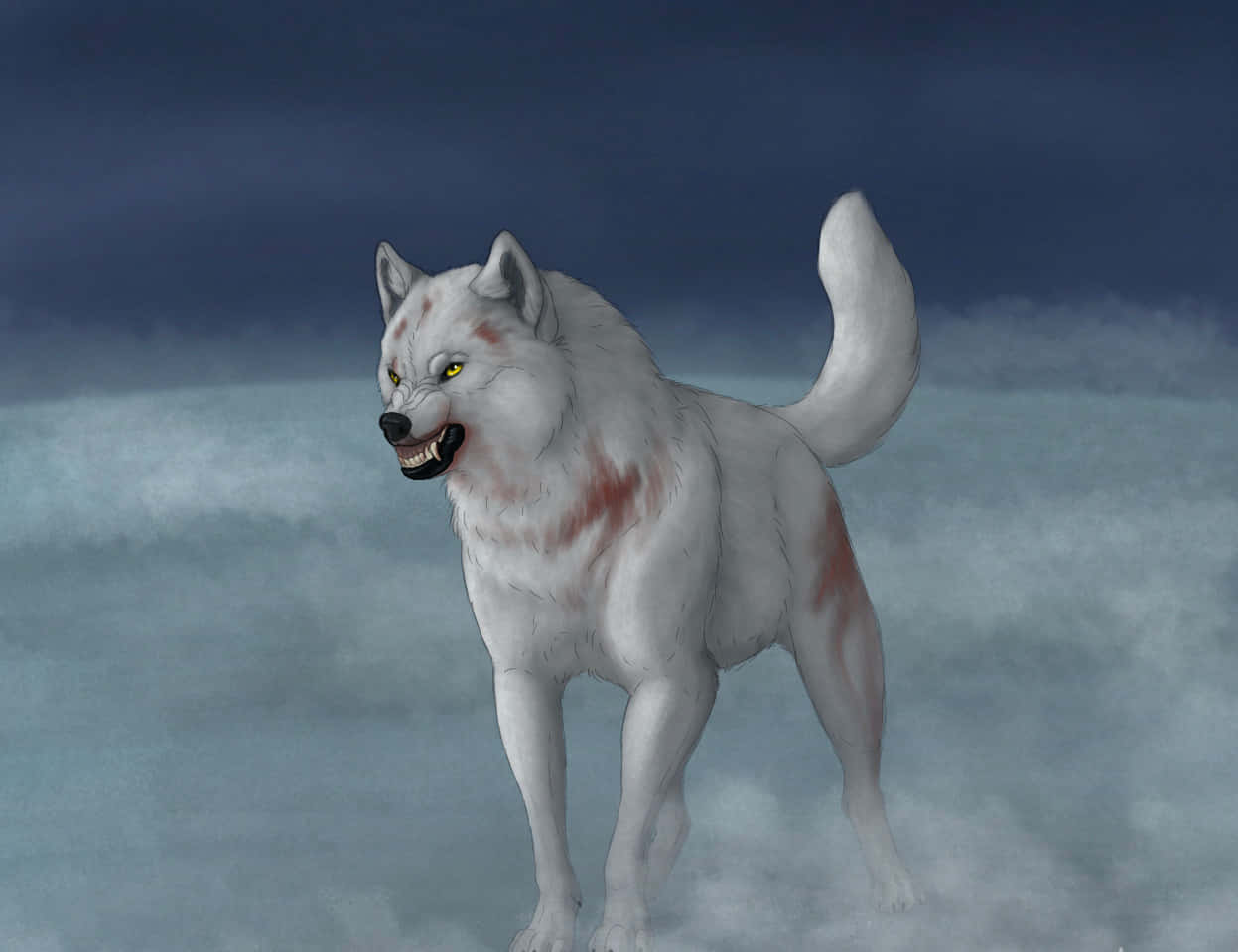 Kiba, the White Wolf, Leader of the Pack in Wolf's Rain Wallpaper