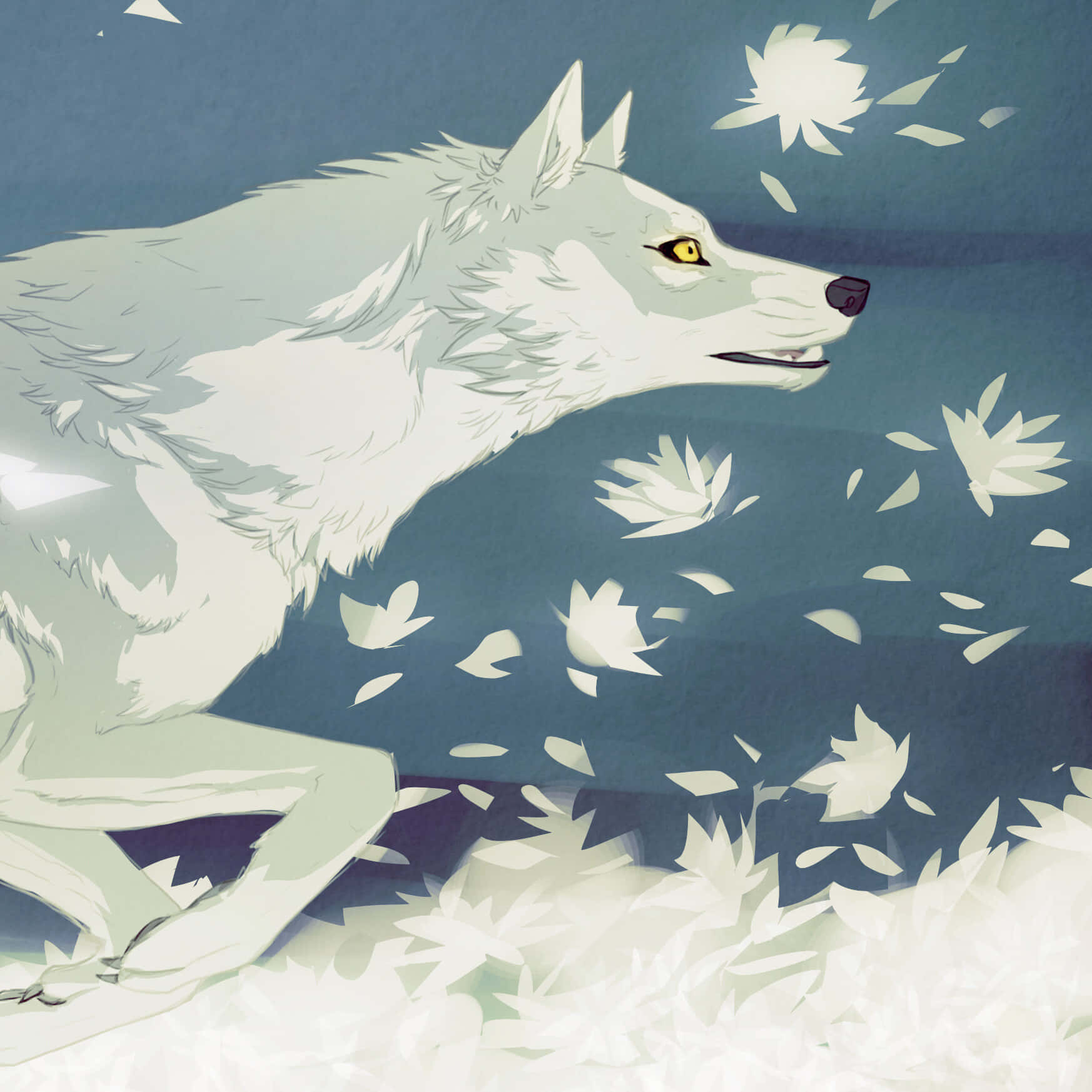 Kiba, the Noble White Wolf of Wolf's Rain Wallpaper
