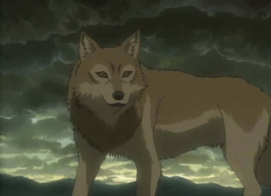 Toboe from Wolf's Rain howling with a serene backdrop. Wallpaper