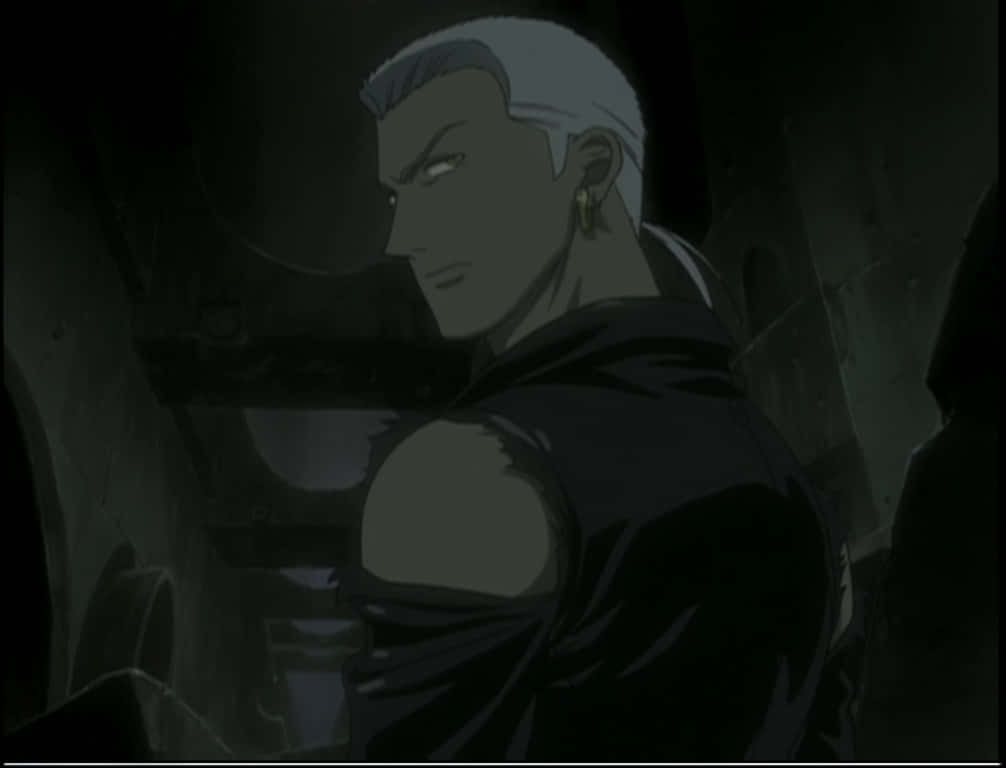 Caption: Tsume from Wolf's Rain standing under the moonlight Wallpaper