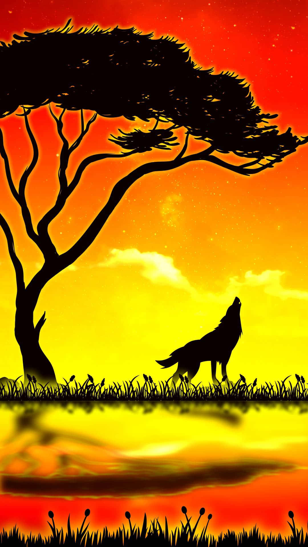 Majestic Wolf Silhouette in the Moonlight Wallpaper
