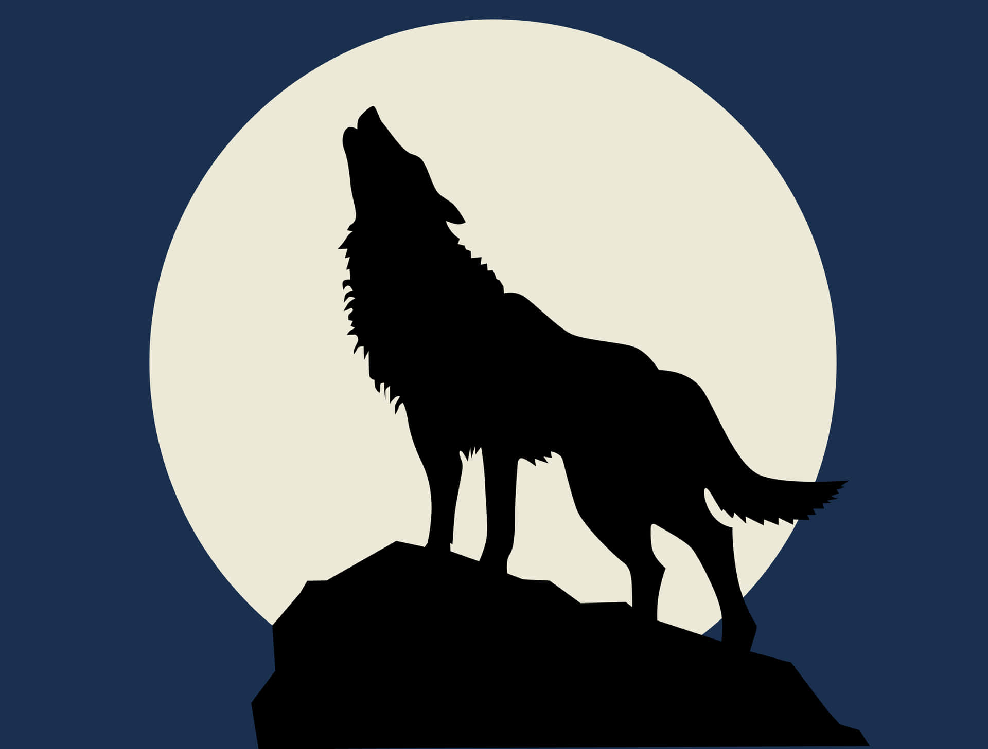 Majestic Wolf Silhouette Against a Stunning Sky Wallpaper
