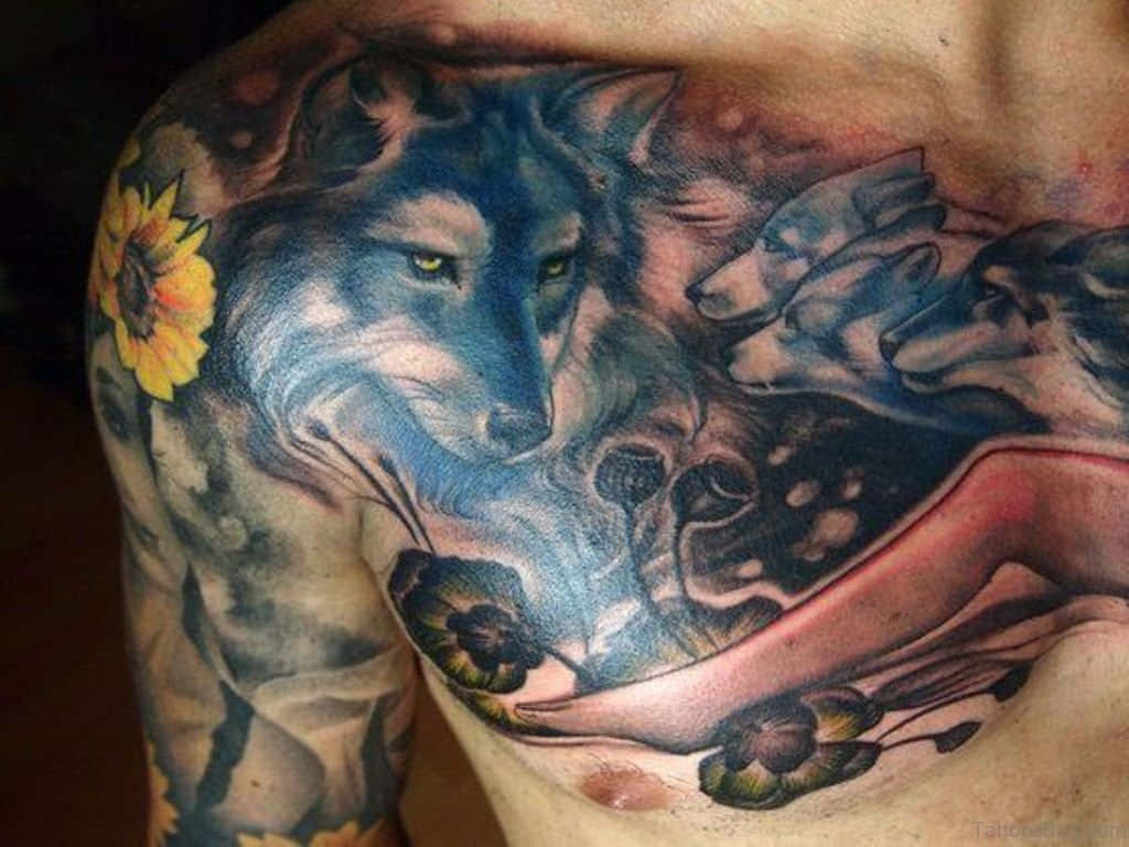 Captivating Wolf Tattoo Design Wallpaper