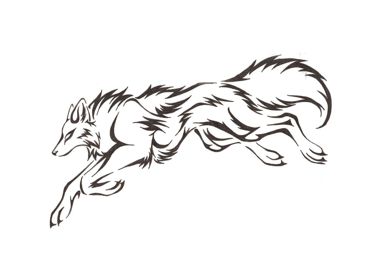 Captivating Wolf Tattoo in Black and Grey Wallpaper