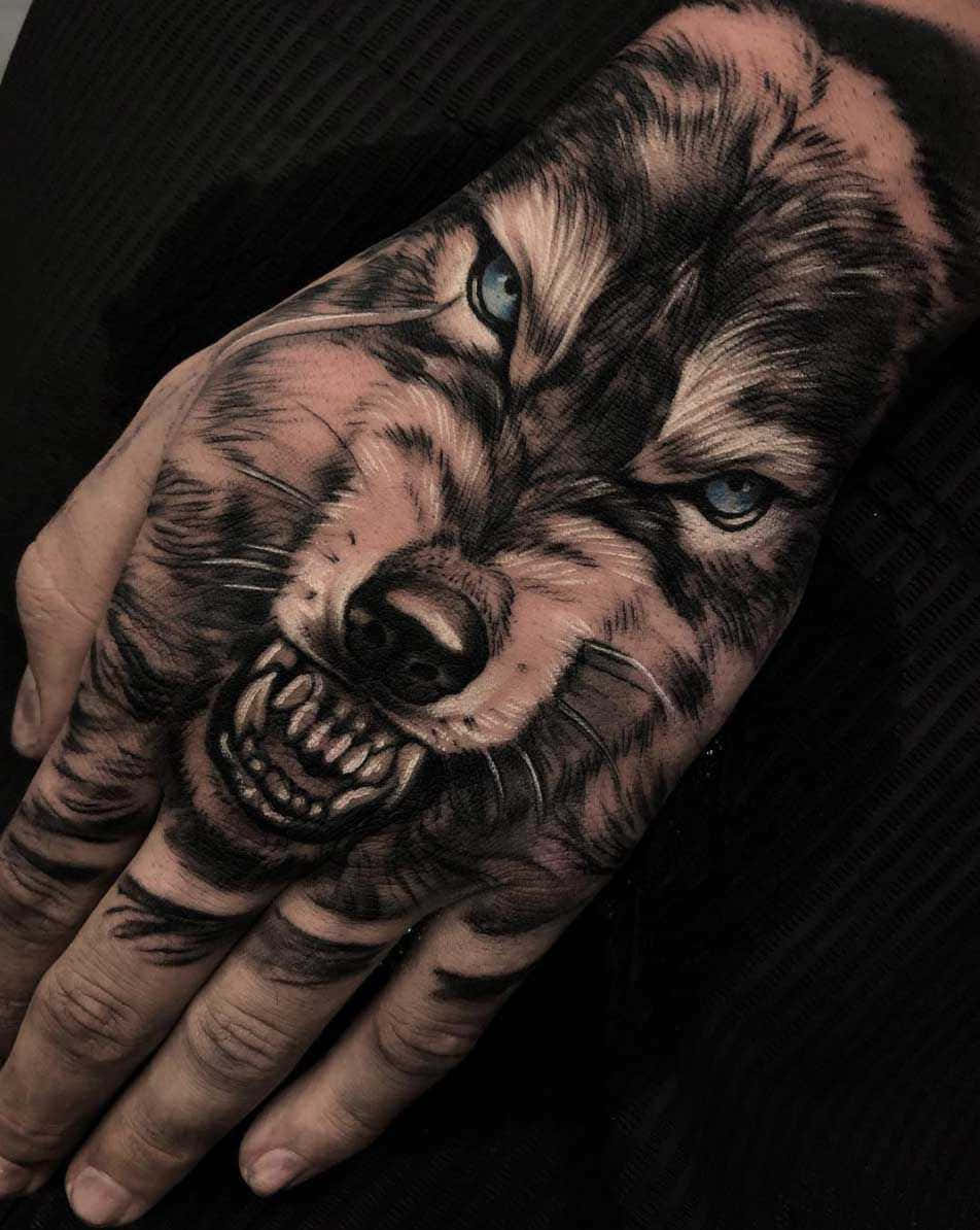 Wolf Tattoo Design on Forearm Wallpaper