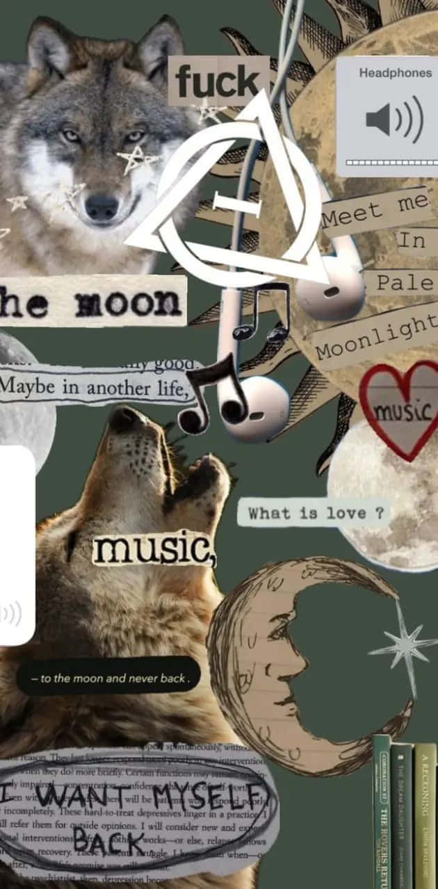 Wolf Themed Collage Art Wallpaper