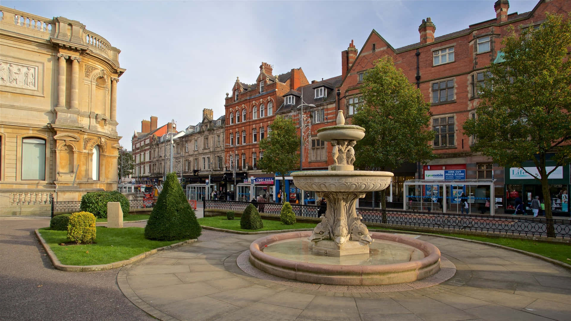 Wolverhampton By Sentrum Fontene Og Arkitektur Bakgrunnsbildet