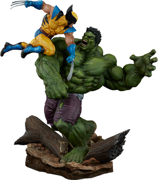 Wolverine_vs_ Hulk_ Statue PNG