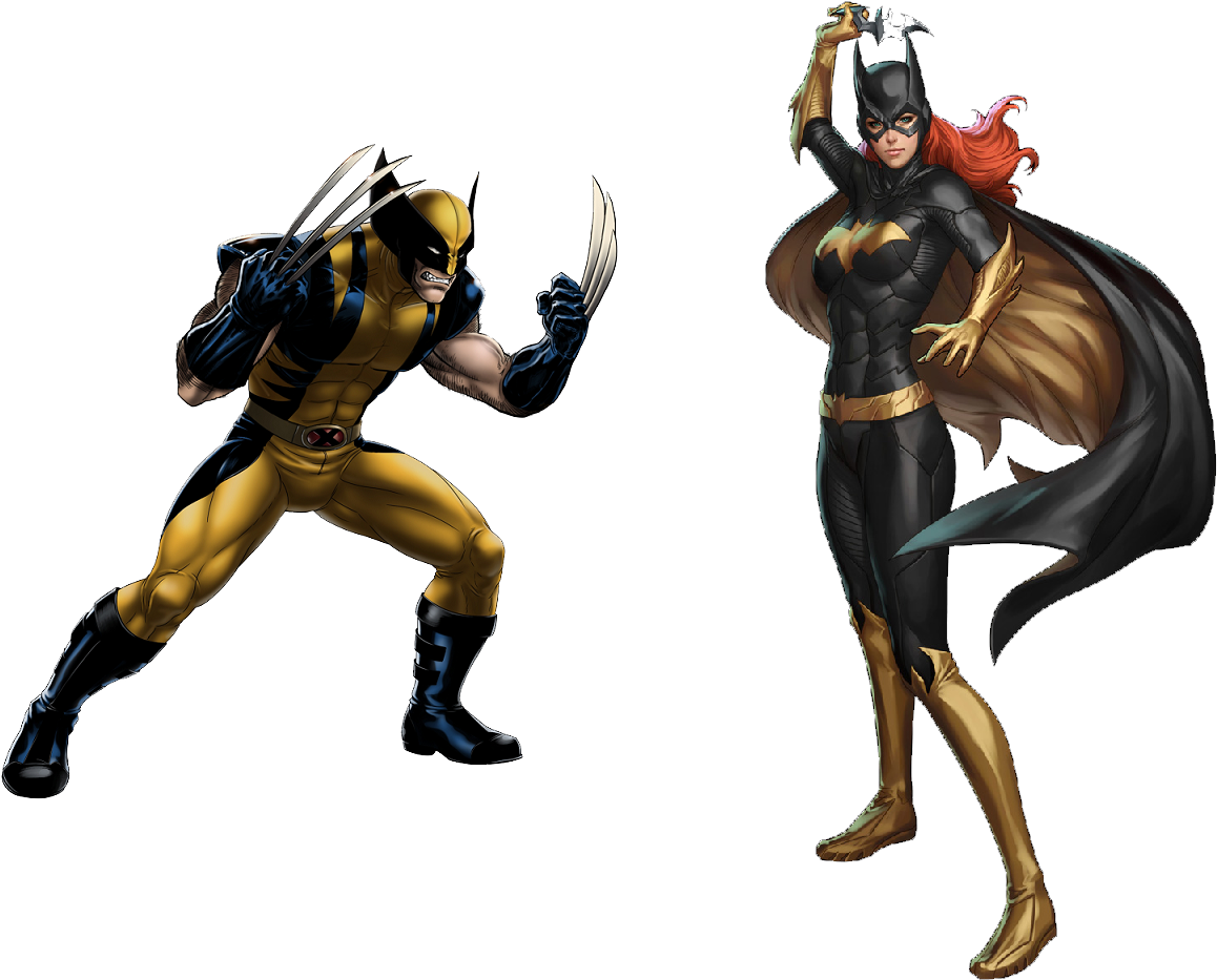 Wolverineand Batgirl Readyfor Action PNG