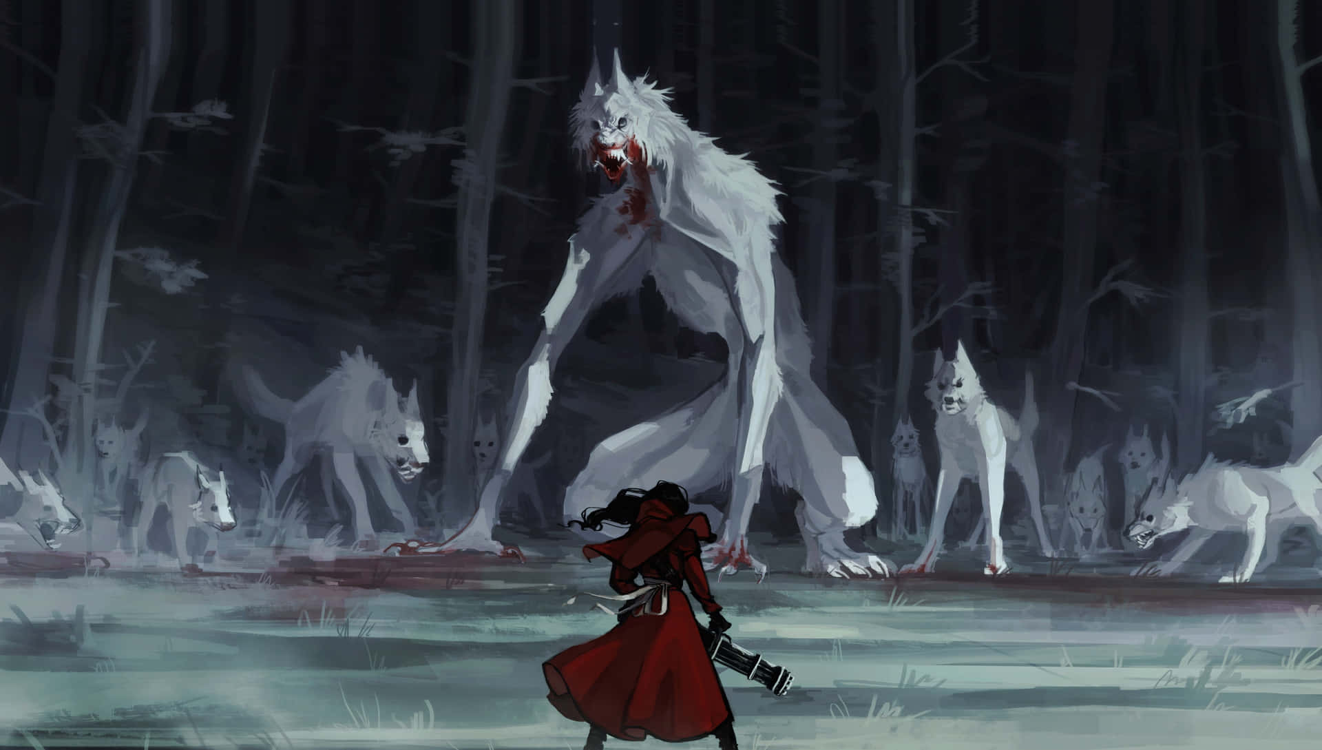 Fantasy Art Red Riding Hood Wolves Picture