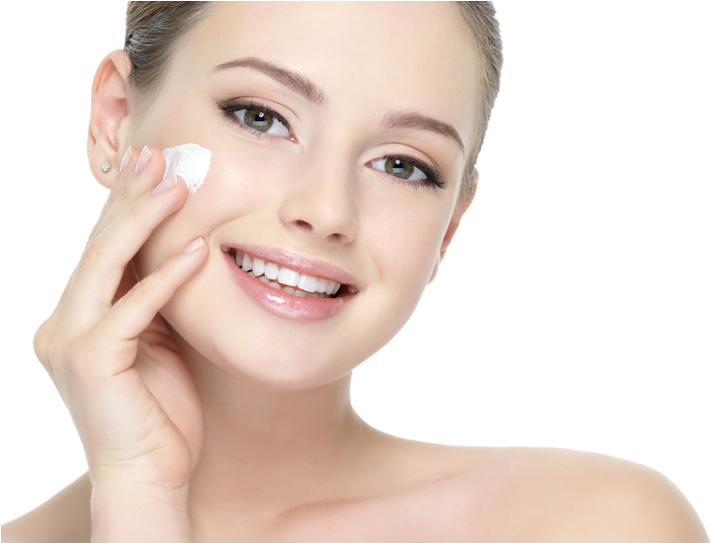 Woman Applying Facial Cream PNG