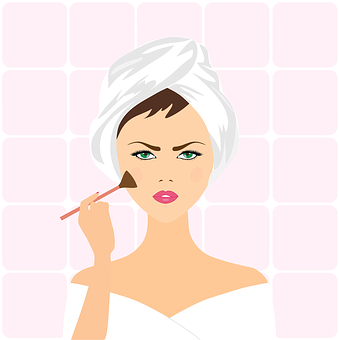 Woman Applying Makeup Vector PNG