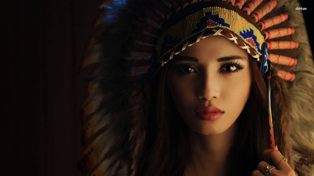 Woman Beautiful Indian Headdress Background