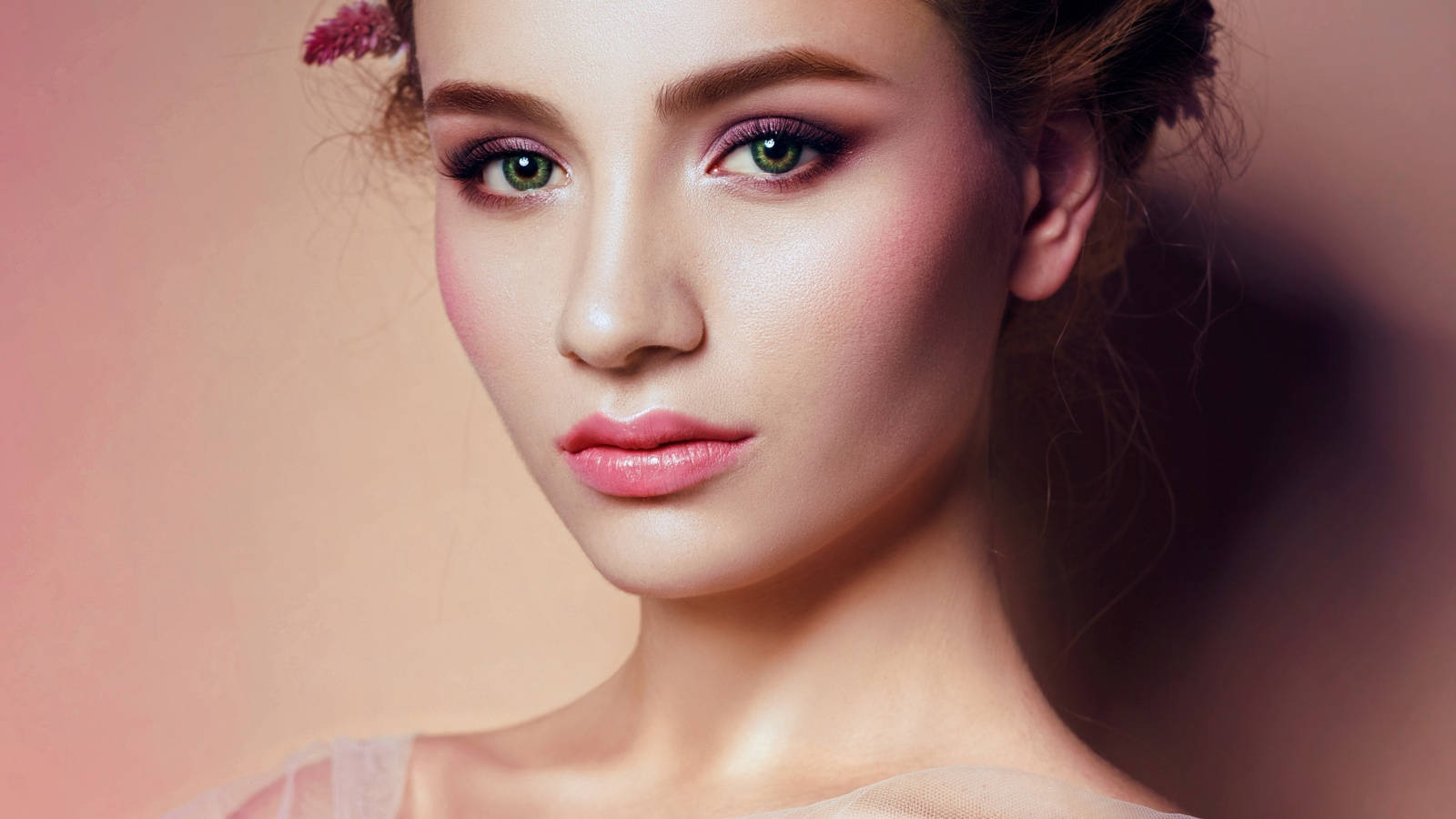 Woman Beautiful Rosy Cheeks Background