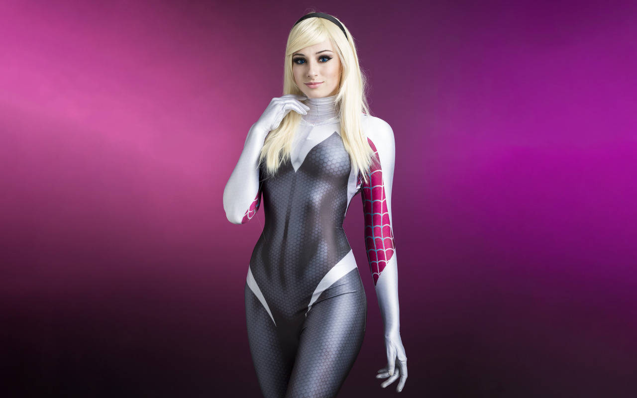 Woman Beautiful Spider-gwen Cosplay Background