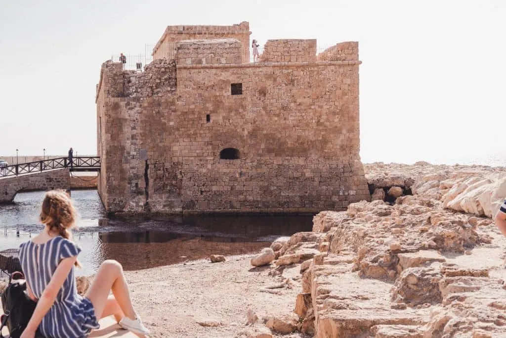 Woman Captured In Paphos Castle Wallpaper