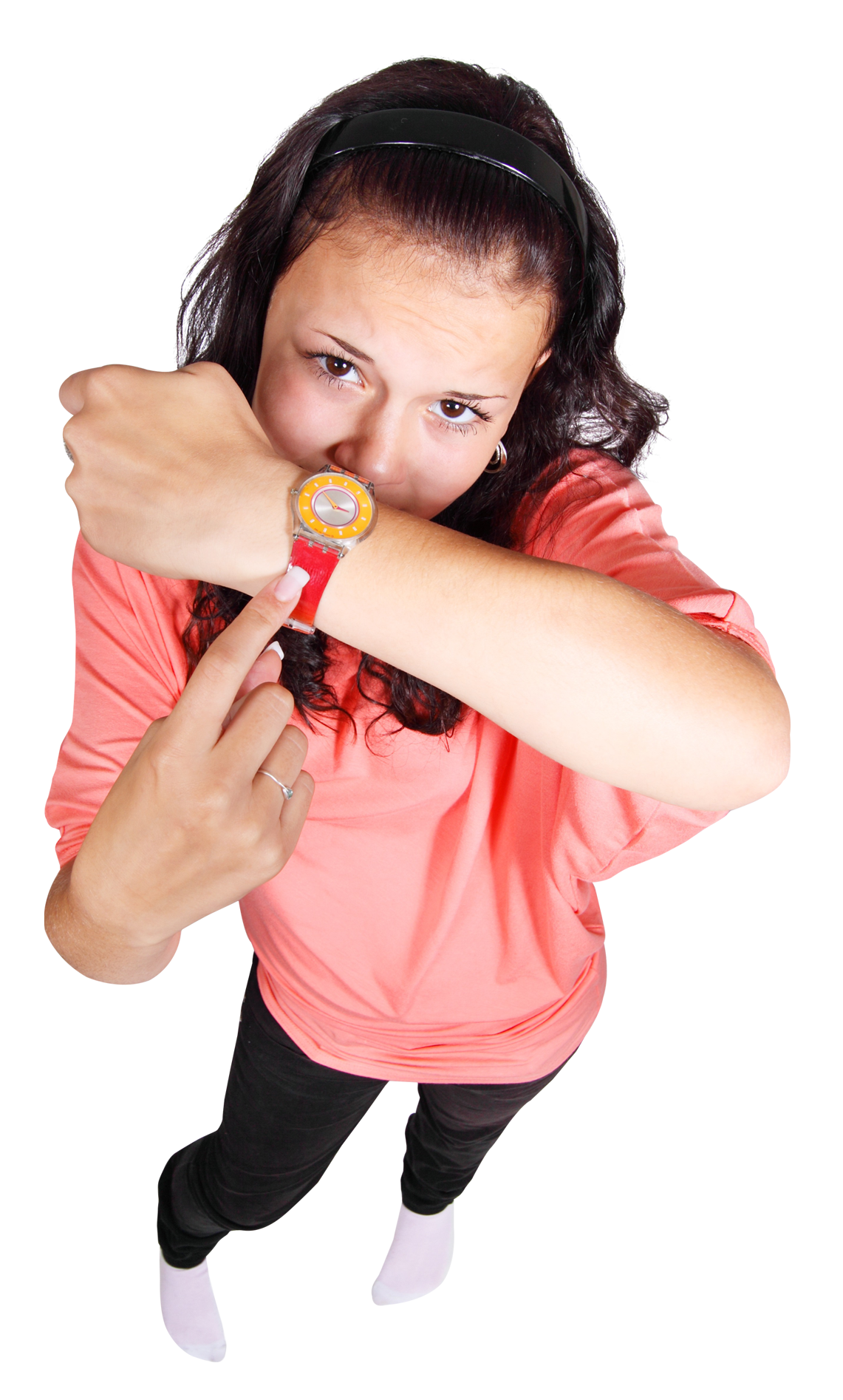 Woman Checking Timeon Wristwatch PNG