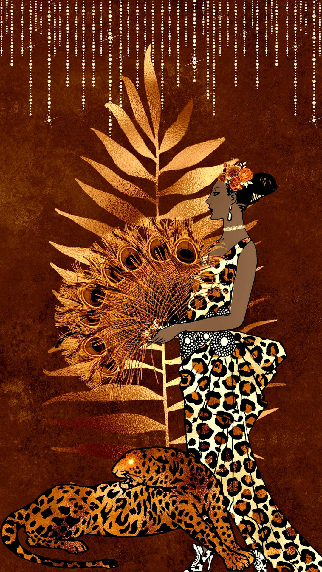 Woman Cheetah Print Art Wallpaper