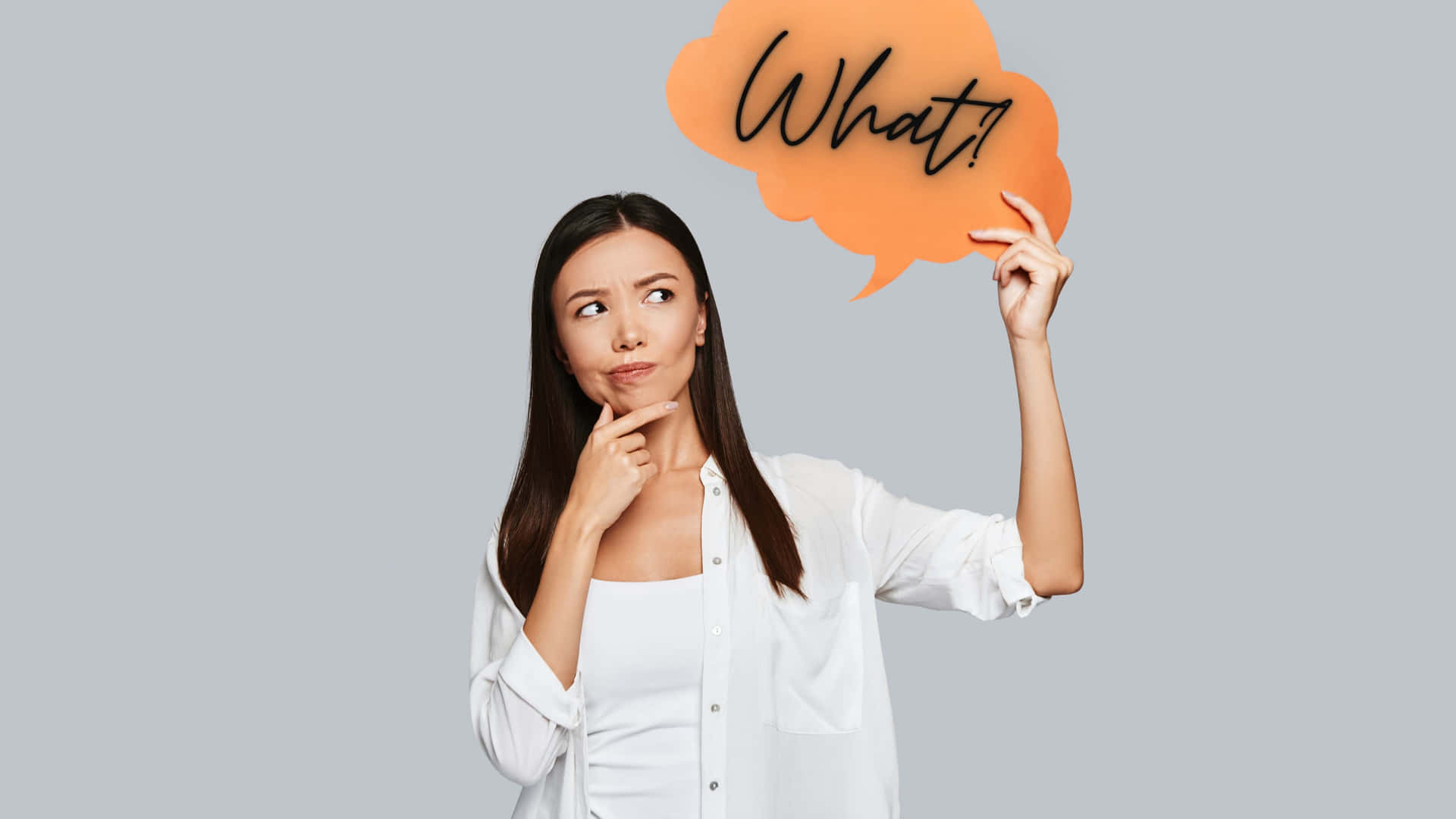 Woman Confused Speech Bubble What Wallpaper