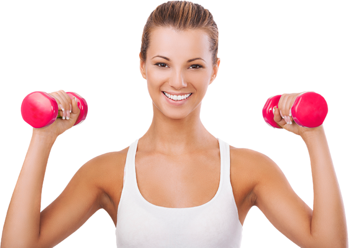 Woman Exercisingwith Dumbbells PNG