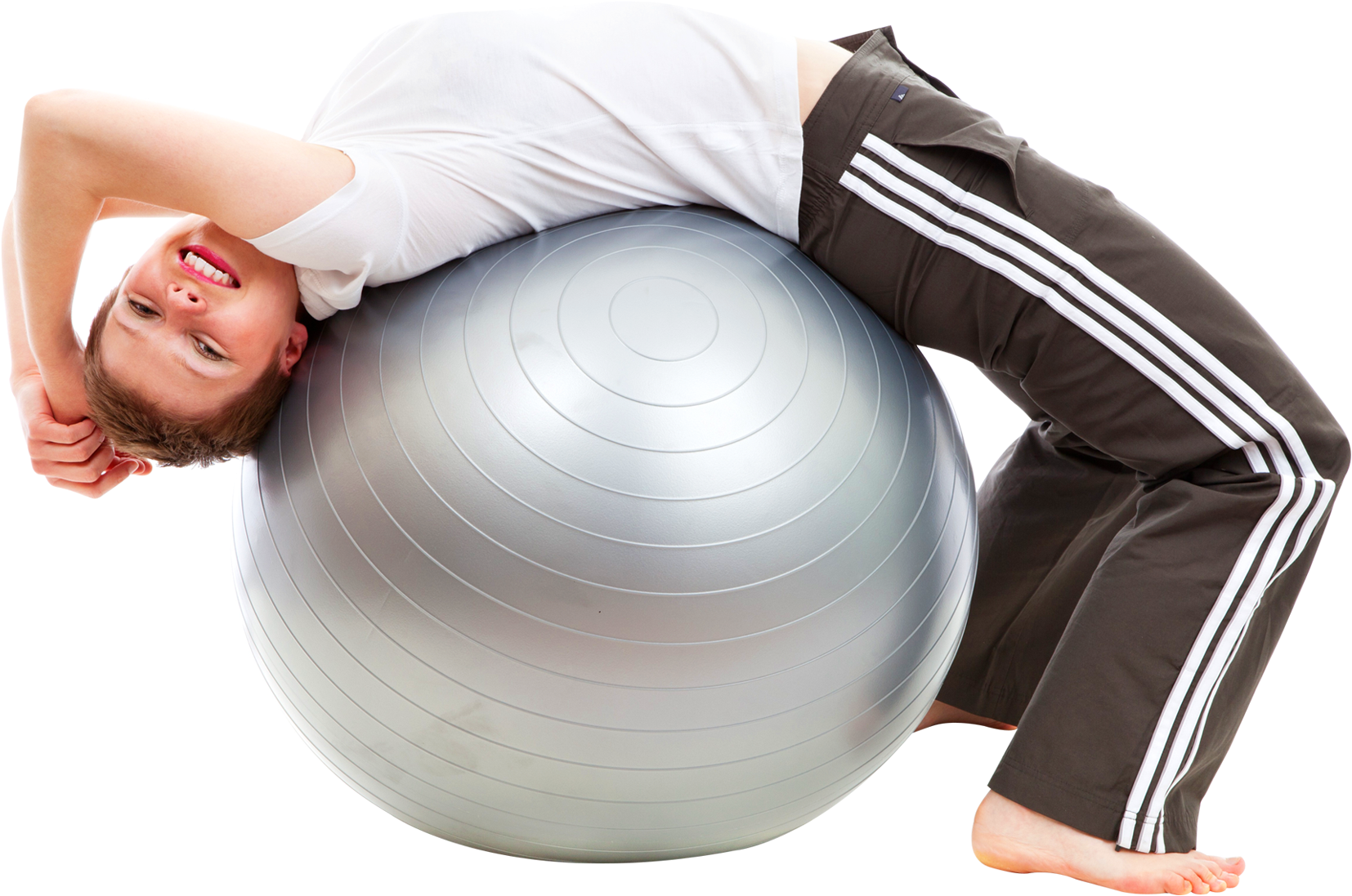 Woman Exercisingwith Fitness Ball PNG